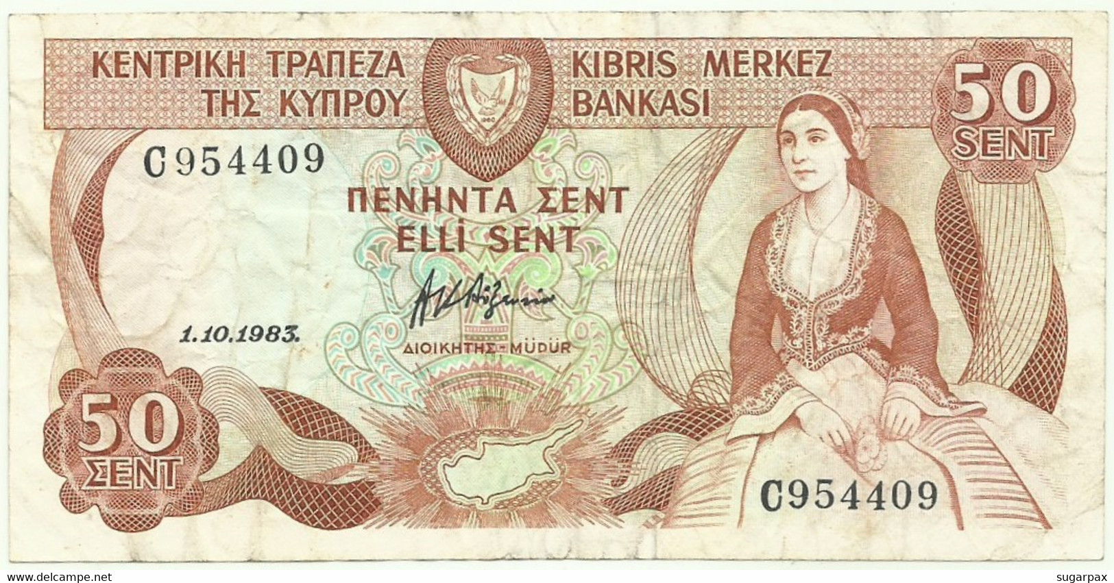 Cyprus - 50 Cents - 1.10.1983 - Pick 49.a - Serie C - Cyprus