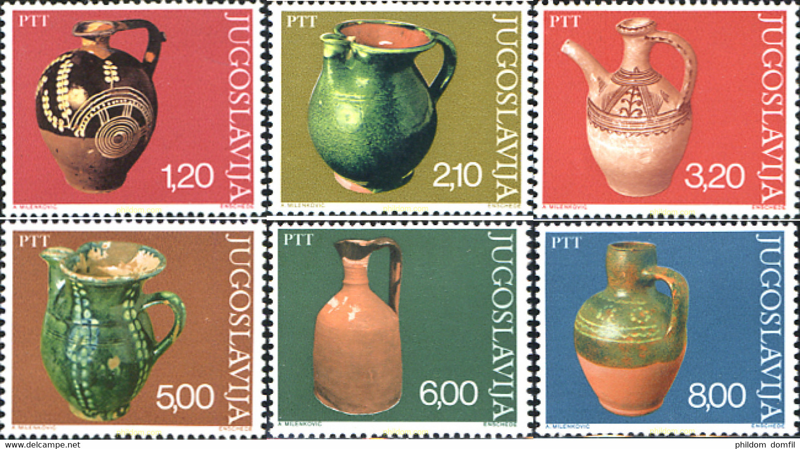 294263 MNH YUGOSLAVIA 1976 PIEZAS DE MUSEO. CERAMICAS - Lots & Serien