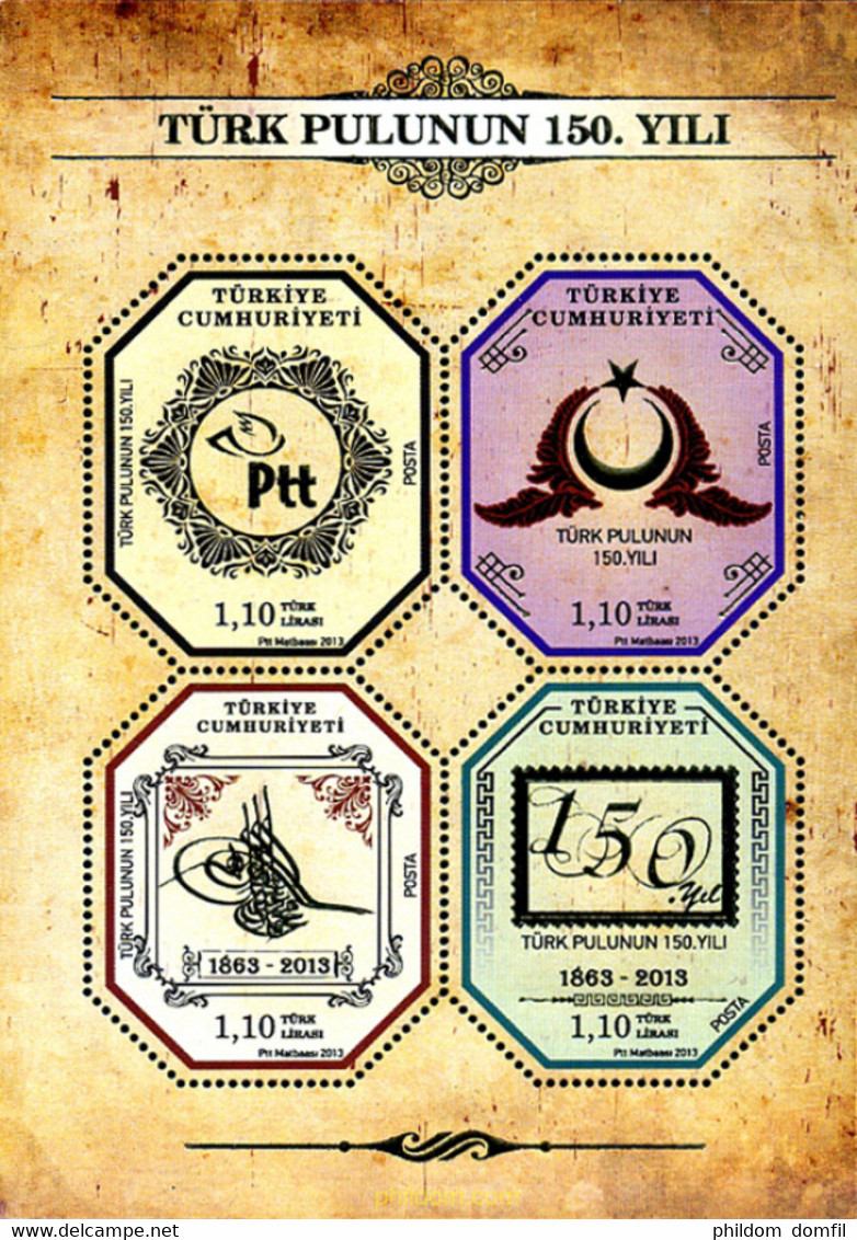 301484 MNH TURQUIA 2013 150 ANIVERSARIO DEL PRIMER SELLO TURCO - Collections, Lots & Séries