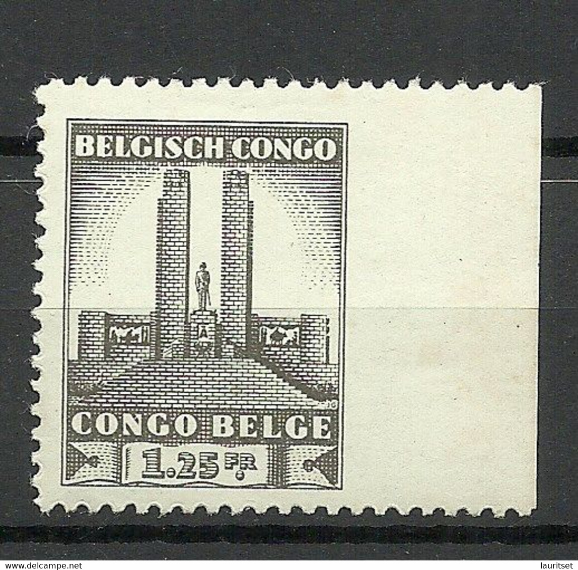 BELGISCH KONGO Congo Belge 1941 Michel 195 * Perforation Variety ERROR Abart = Right Side Imperforate - Variétés Et Curiosités