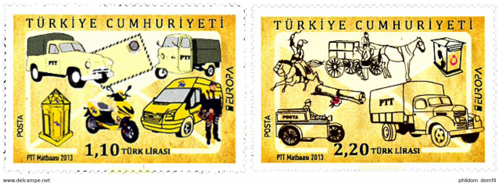 308779 MNH TURQUIA 2013 EUROPA CEPT 2013 - VEHICULOS POSTALES - Collections, Lots & Séries