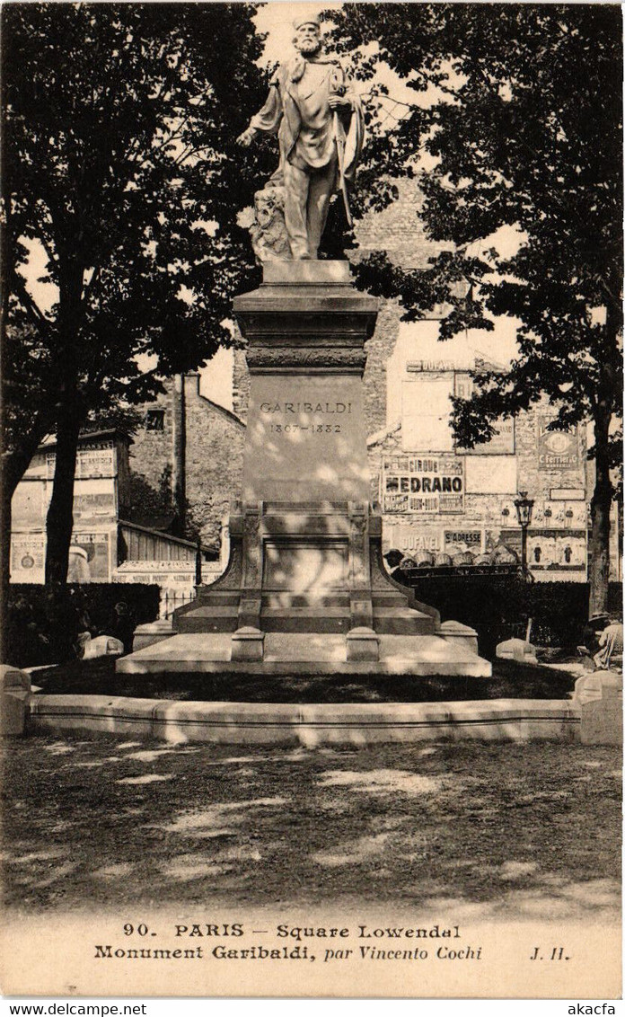 CPA PARIS 15e Square Lowendal. Monument Garibaldi (536007) - Statues