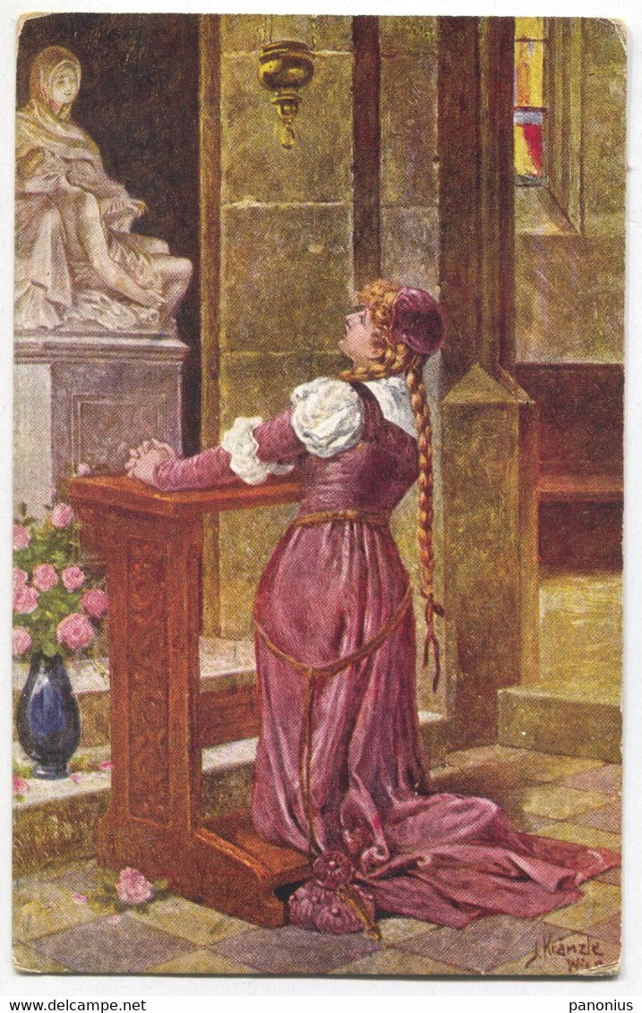 J. Kranzle  Painter, Woman In Prayer, Faust, Year 1926 - Kraenzle