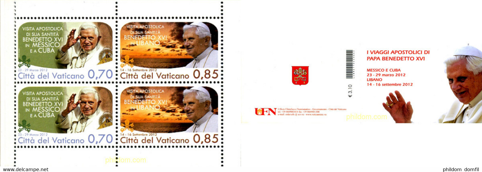 316205 MNH VATICANO 2013 VIAJES DEL PAPA BENEDICTO XVI - Usados