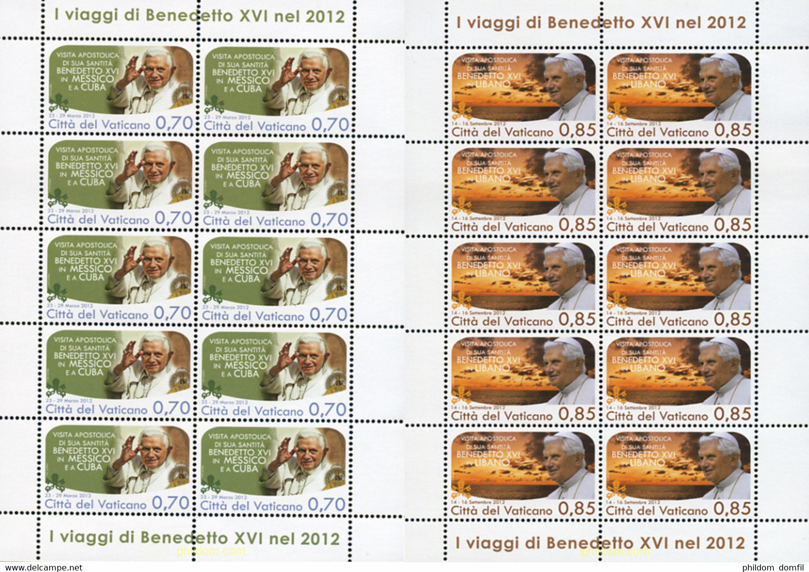 337234 MNH VATICANO 2013 VIAJES DEL PAPA BENEDICTO XVI - Used Stamps