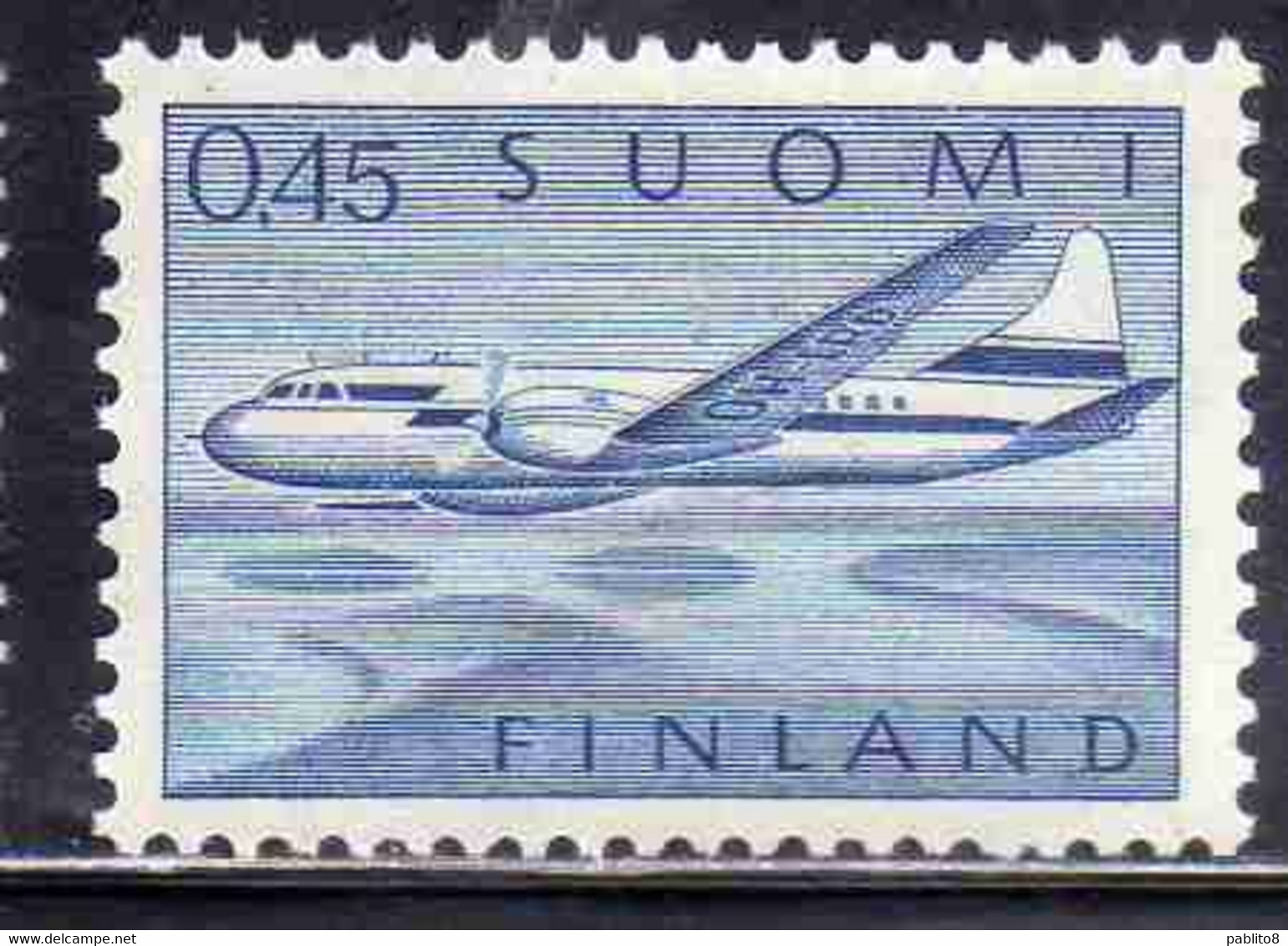 SUOMI FINLAND FINLANDIA FINLANDE 1963 AIR POST MAIL AIRMAIL CONVAIR OVER LAKES 0.45m 45p USED USATO OBLITERE' - Used Stamps