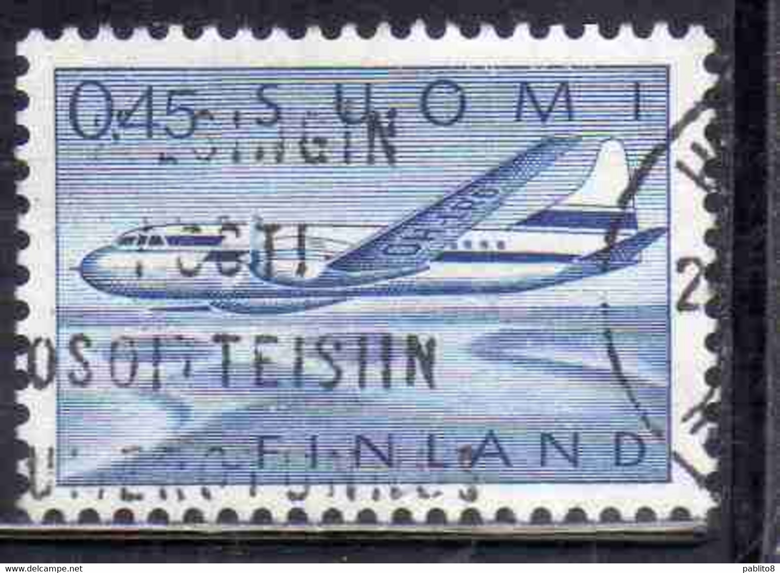 SUOMI FINLAND FINLANDIA FINLANDE 1963 AIR POST MAIL AIRMAIL CONVAIR OVER LAKES 0.45m 45p USED USATO OBLITERE' - Used Stamps