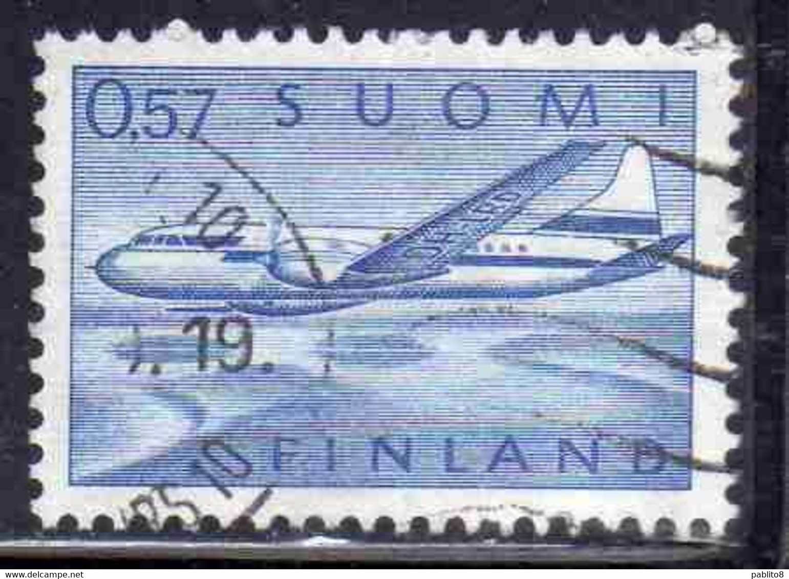 SUOMI FINLAND FINLANDIA FINLANDE 1970 AIR POST MAIL AIRMAIL CONVAIR OVER LAKES 0.57m 57p USED USATO OBLITERE' - Gebraucht