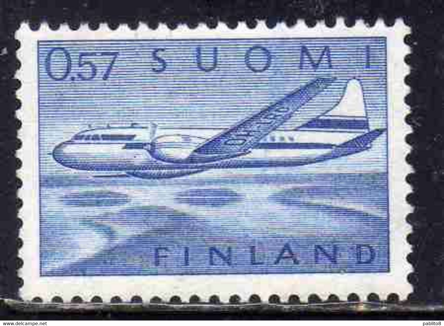 SUOMI FINLAND FINLANDIA FINLANDE 1970 AIR POST MAIL AIRMAIL CONVAIR OVER LAKES 0.57m 57p MNH - Neufs