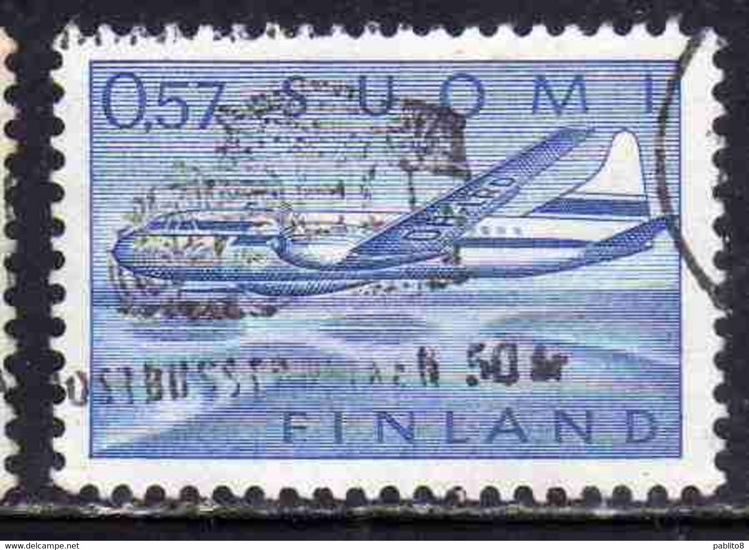 SUOMI FINLAND FINLANDIA FINLANDE 1970 AIR POST MAIL AIRMAIL CONVAIR OVER LAKES 0.57m 57p USED USATO OBLITERE' - Oblitérés