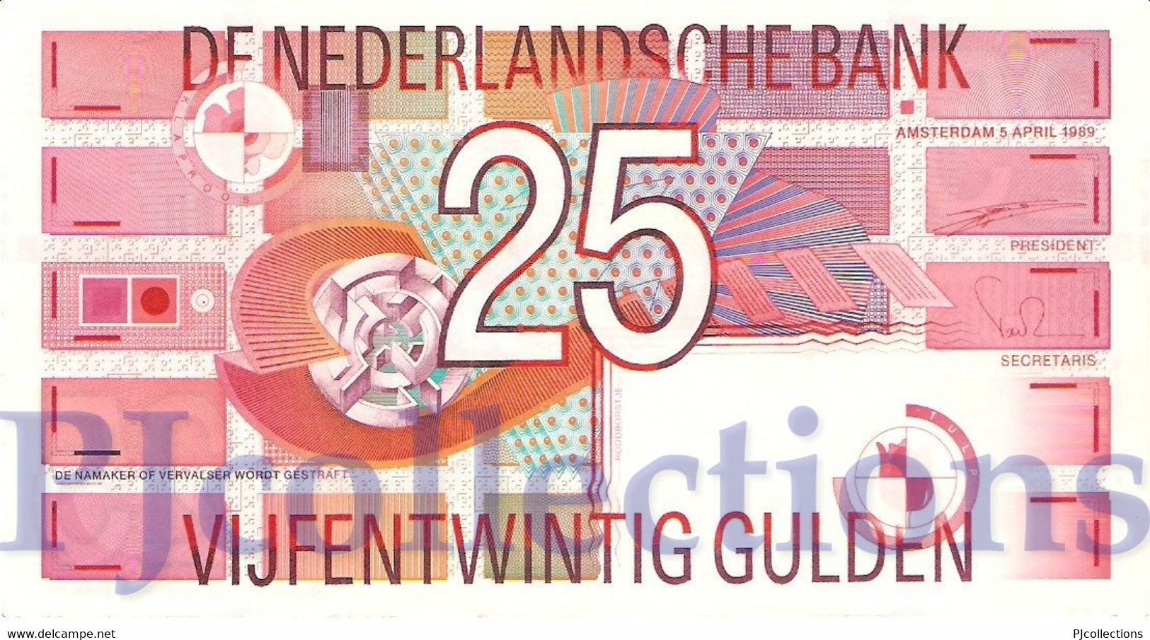 NETHERLANDS 25 GULDEN 1989 PICK 100 XF+ - 25 Gulden