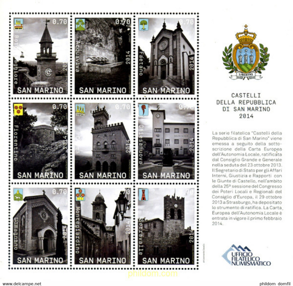 321941 MNH SAN MARINO 2014 CASTILLOS - Gebruikt