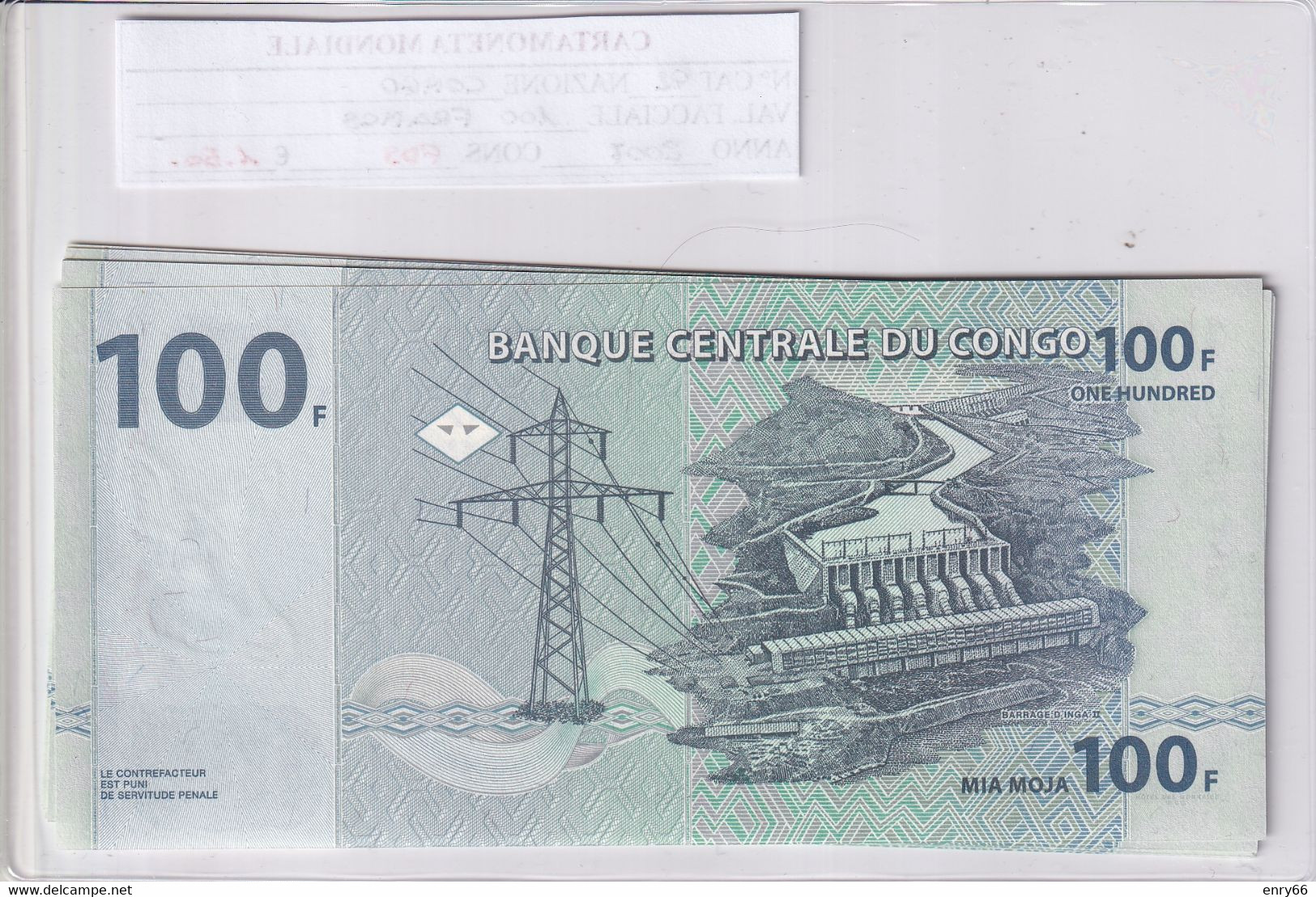 CONGO 100 FRANCS 2007 P92 - République Démocratique Du Congo & Zaïre