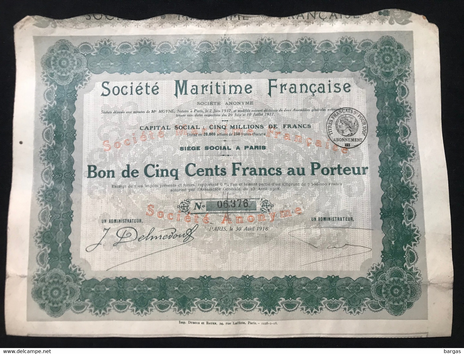 5X Société Maritime Française - Scheepsverkeer