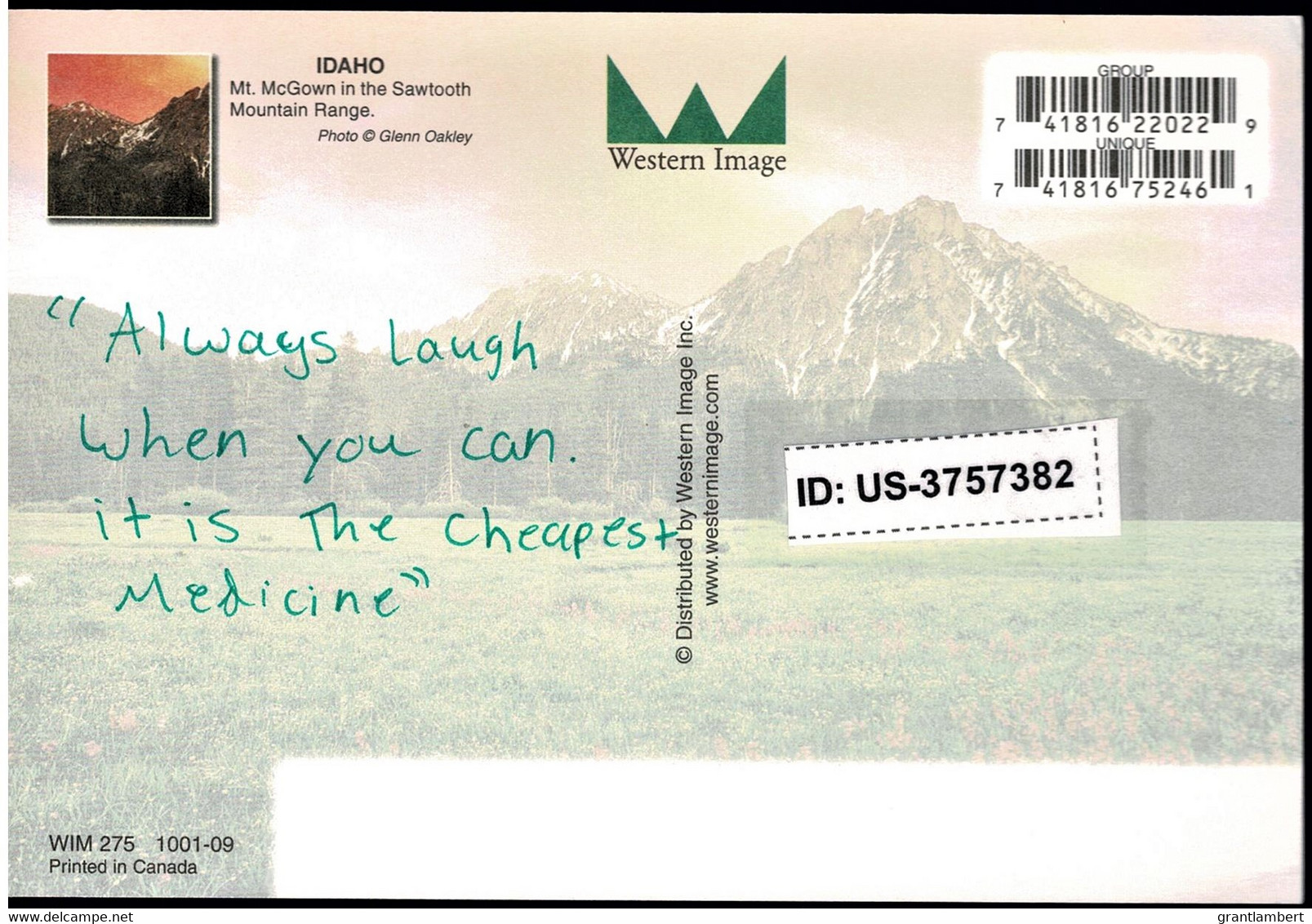 Mt. McGown In The Sawtooth Mountain Range, Idaho, USA - With Message - Autres & Non Classés