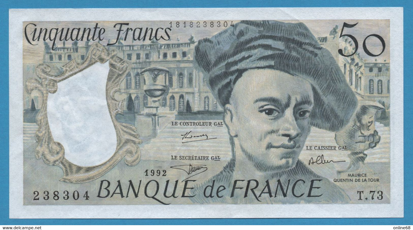 FRANCE 50 FRANCS 1992 # T.73 238304 F# 67 Quentin De La Tour - 50 F 1976-1992 ''quentin De La Tour''