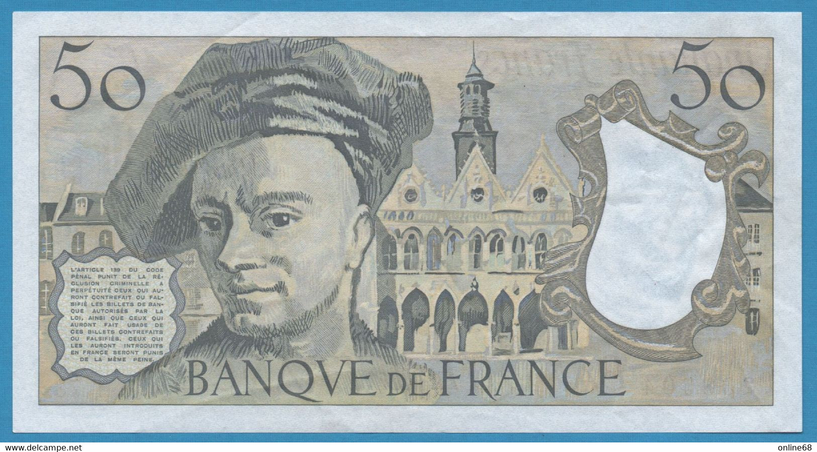 FRANCE 50 FRANCS 1992 # T.73 238304 F# 67 Quentin De La Tour - 50 F 1976-1992 ''Quentin De La Tour''