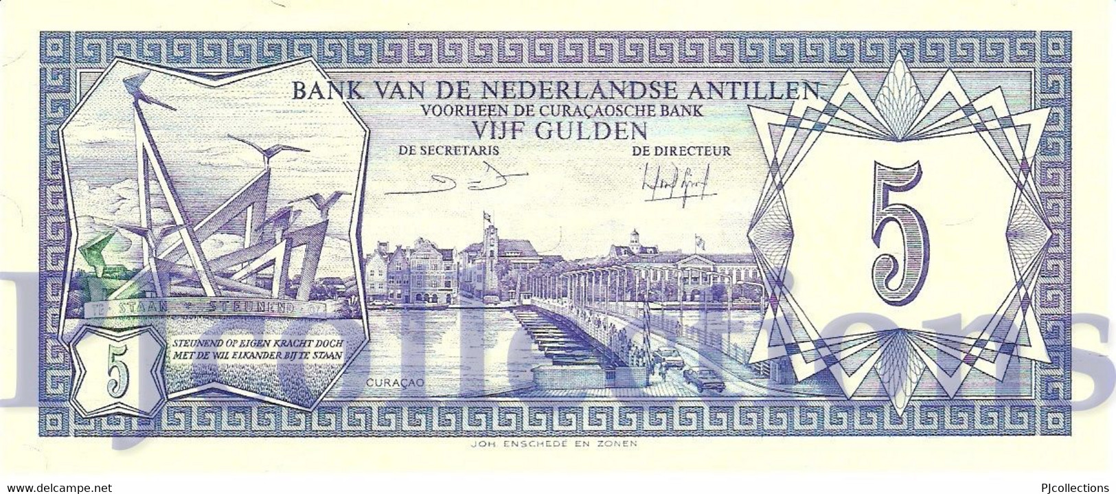 NETHERLANDS ANTILLES 5 GULDEN 1984 PICK 15b AUNC - Antilles Néerlandaises (...-1986)