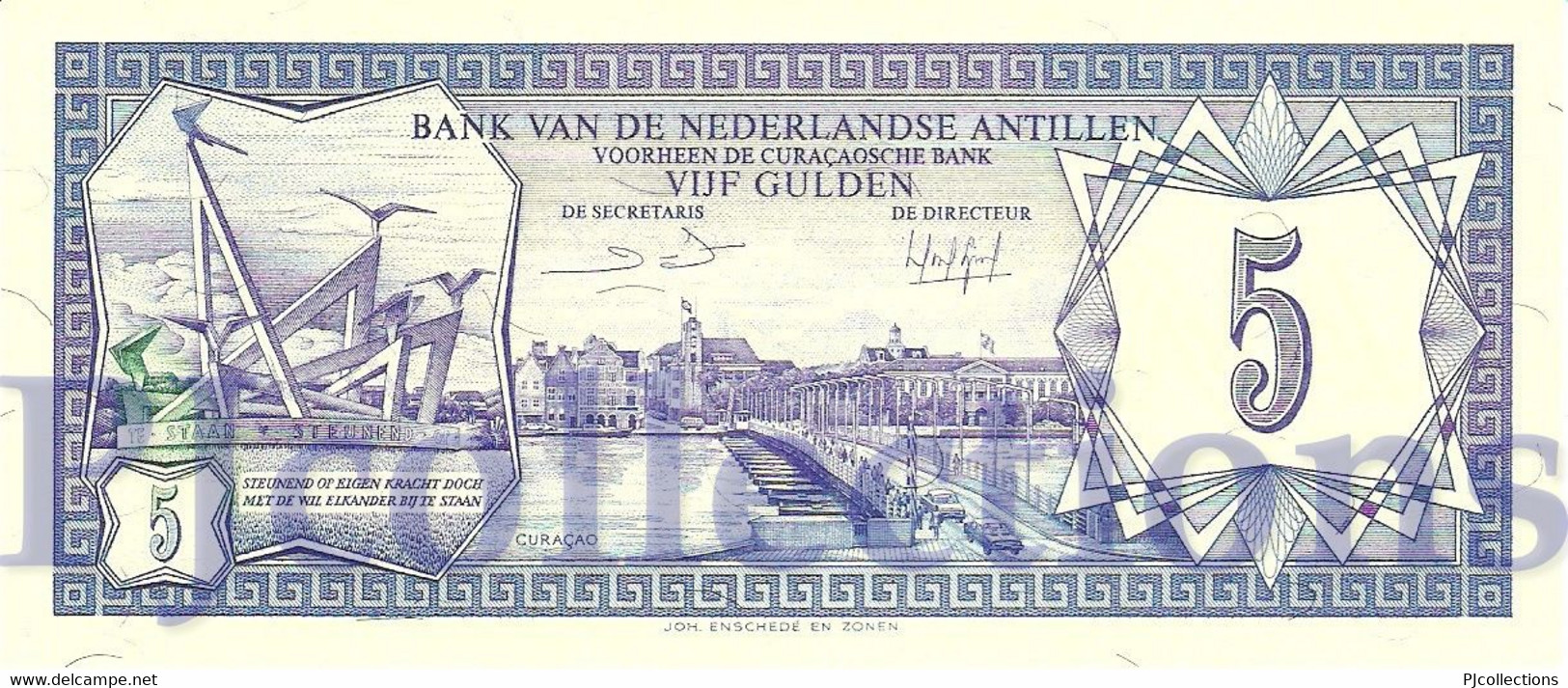 NETHERLANDS ANTILLES 5 GULDEN 1984 PICK 15b UNC - Antilles Néerlandaises (...-1986)