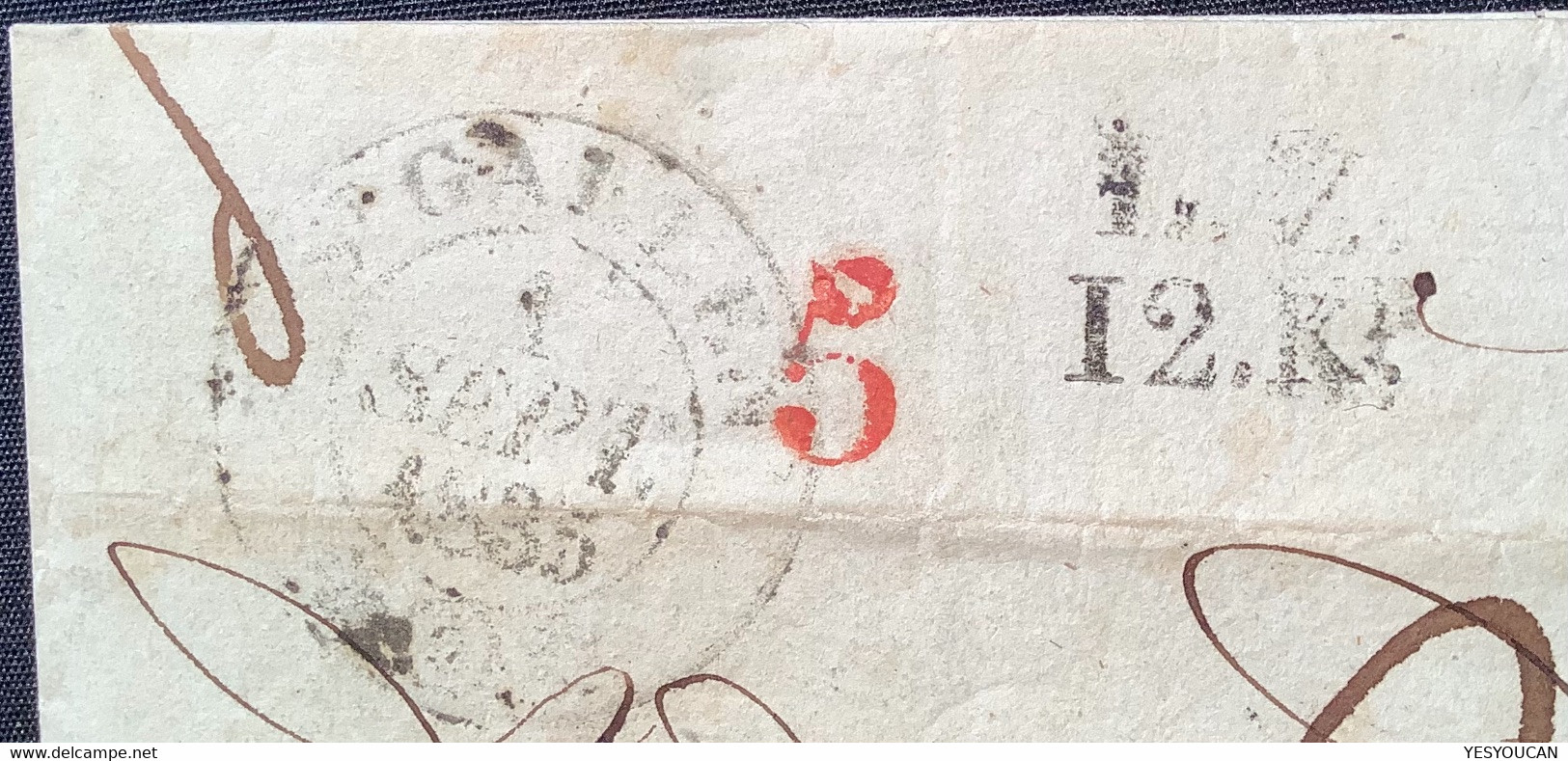 ST GALLEN 1835 L.Z 12.Kr Marque D’ échange Lettre>Avignon France(Schweiz Brief Vorphilatelie Belfort Postvertragsstempel - ...-1845 Voorlopers