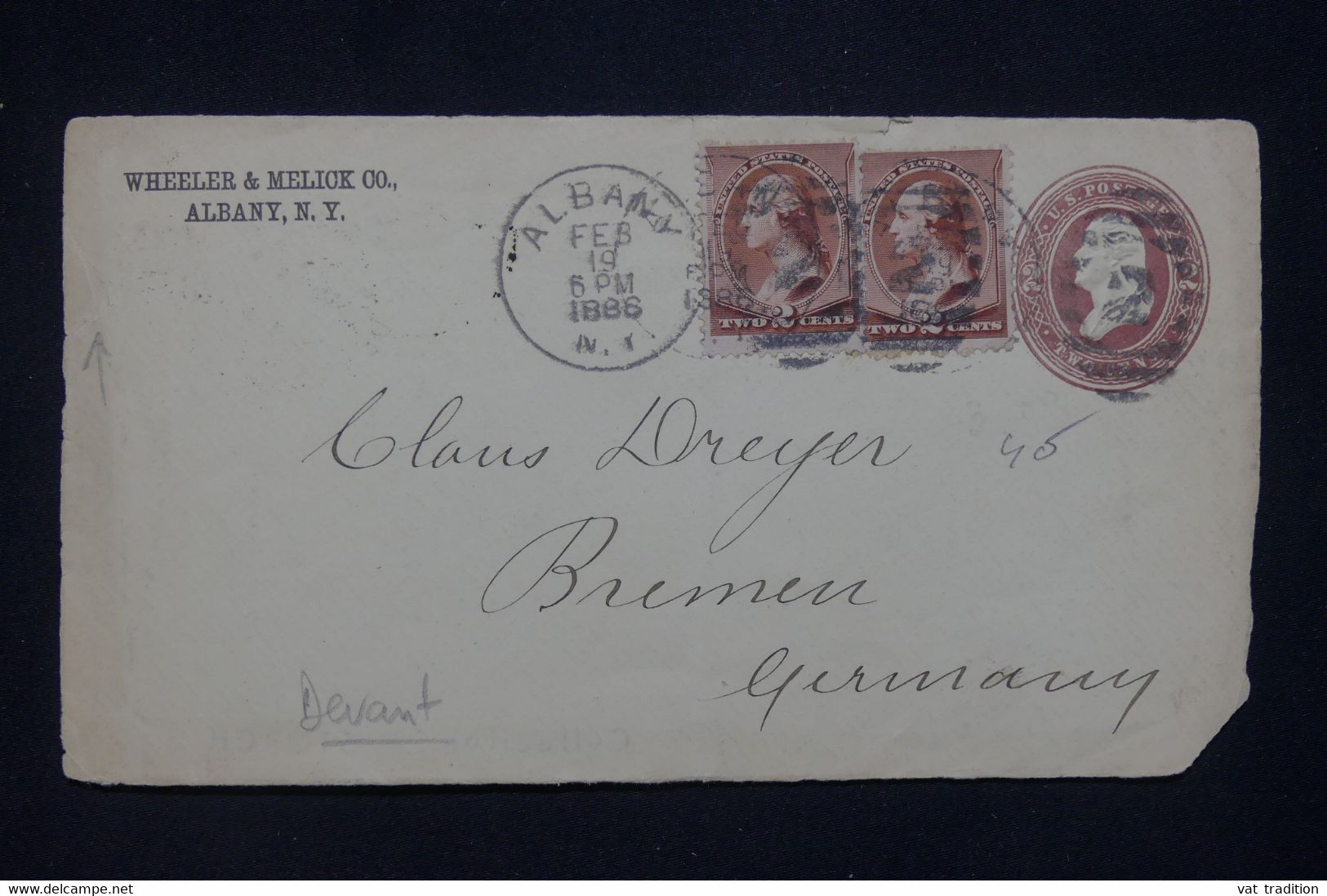 ETATS UNIS - Devant D'entier Postal Commercial + Compléments De Albany En 1888 Pour L'Allemagne - L 134176 - ...-1900