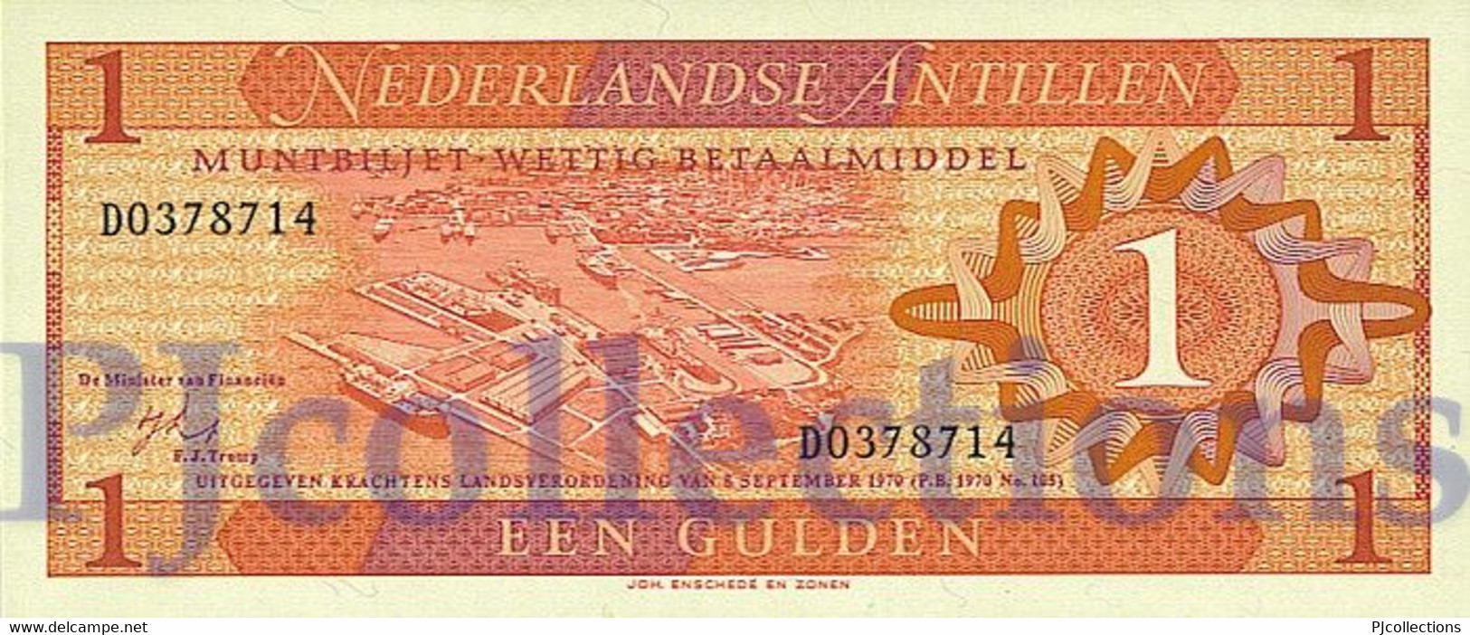 NETHERLANDS ANTILLES 1 GULDEN 1970 PICK 20a UNC - Antillas Neerlandesas (...-1986)