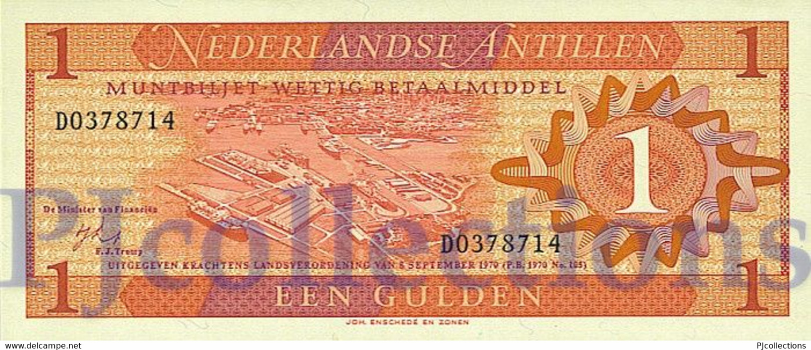 NETHERLANDS ANTILLES 1 GULDEN 1970 PICK 20a UNC - Netherlands Antilles (...-1986)