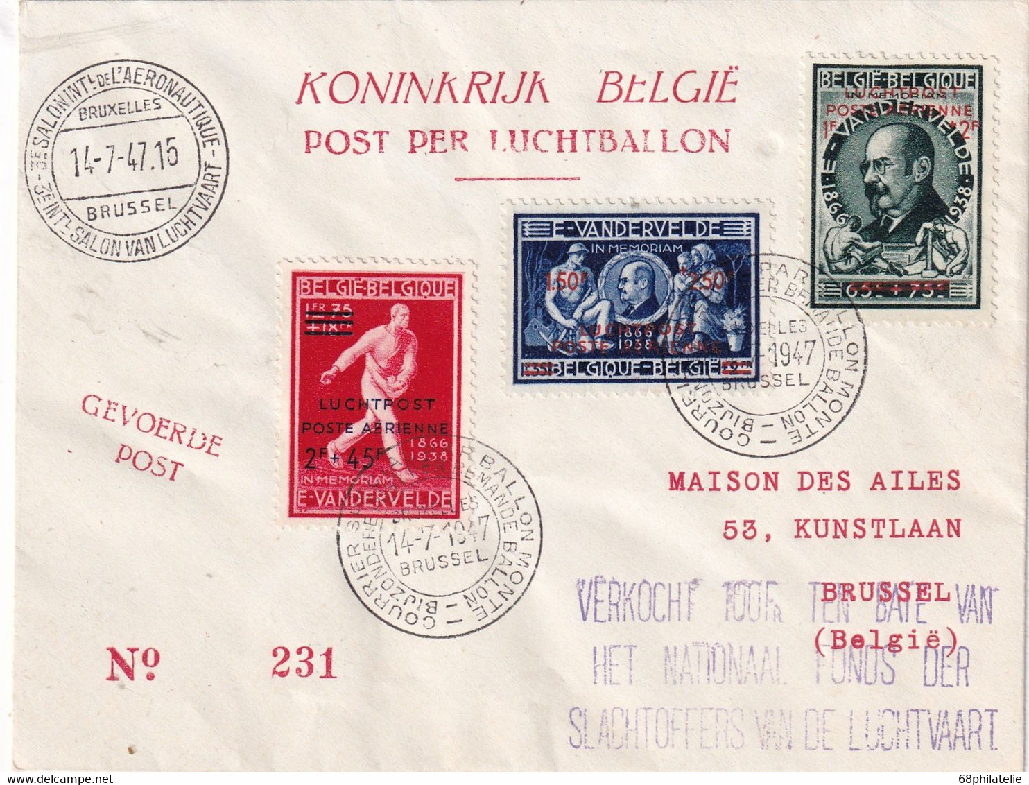 BELGIQUE 1947 LETTRE DE BRUXELLES PERORE/PERFIN - 1934-51