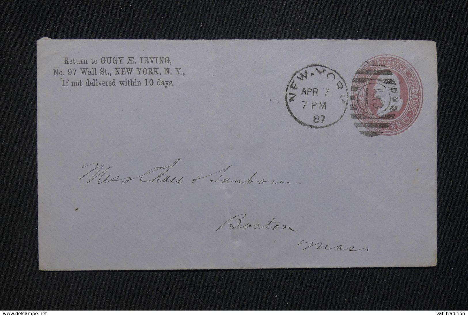 ETATS UNIS - Entier Postal Commercial De New York Pour Boston En 1887 - L 134186 - ...-1900