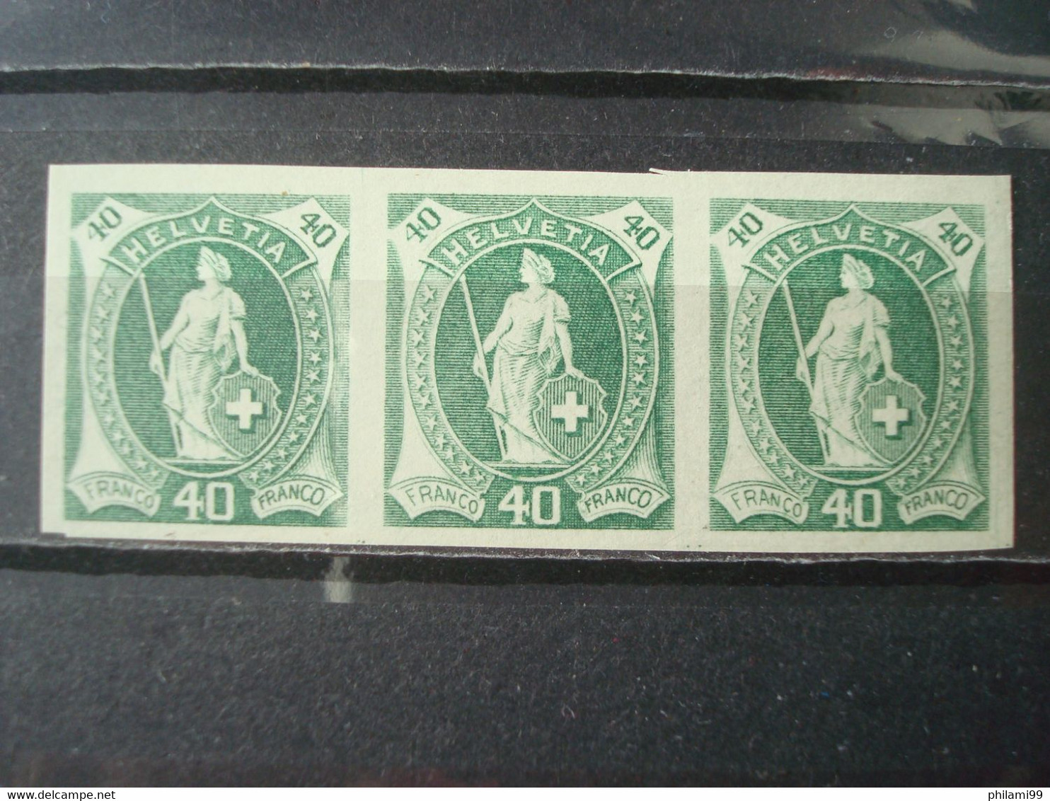 SWITZERLAND HELVETIA COLOR PROOF 40 C. (x3) (issued Without Mint) - Other & Unclassified