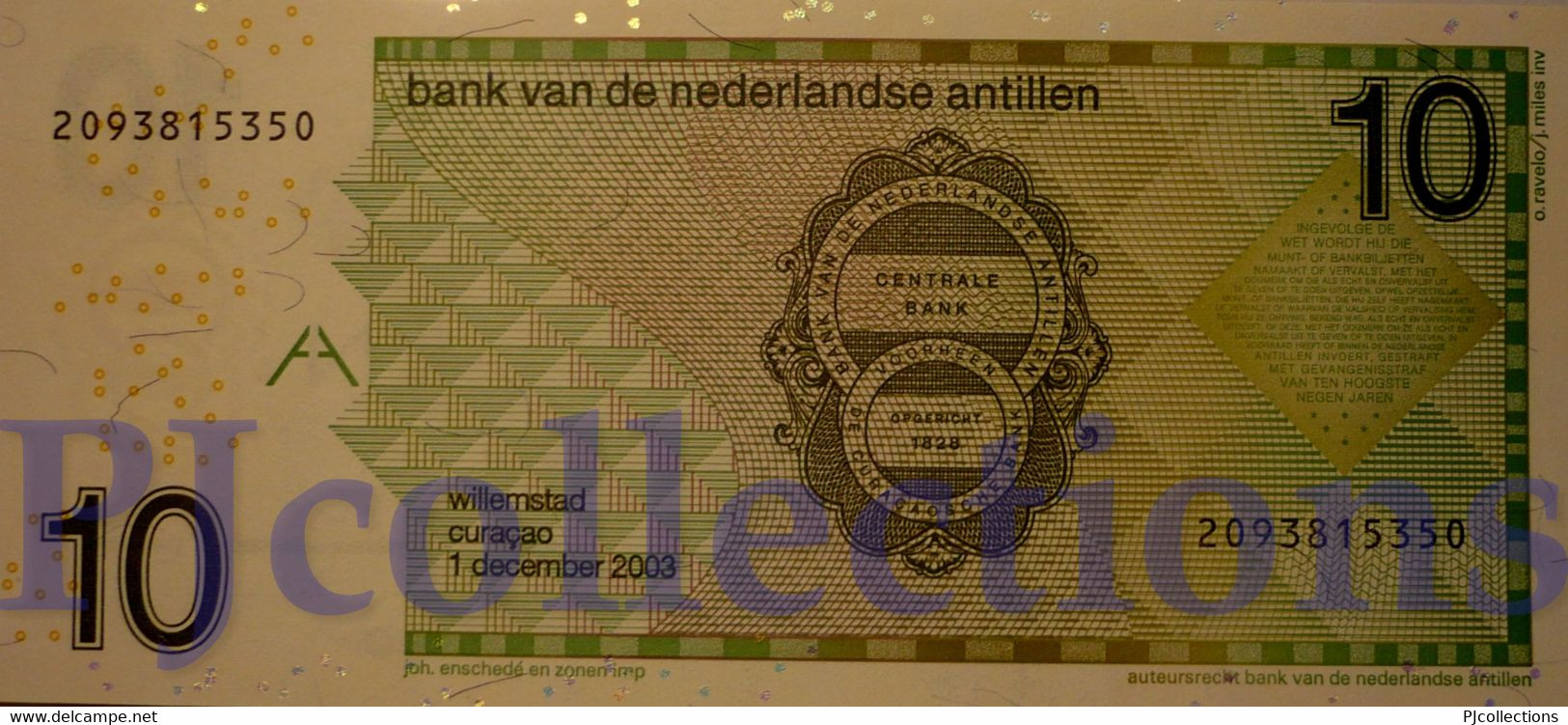 NETHERLANDS ANTILLES 10 GULDEN 2003 PICK 28c UNC - Nederlandse Antillen (...-1986)