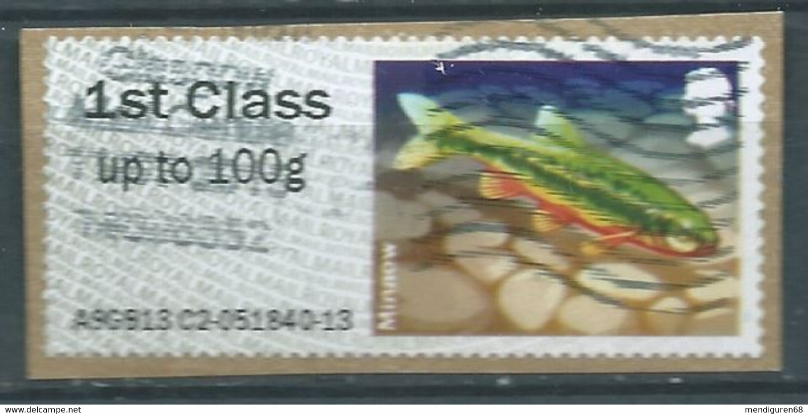 GROSBRITANNIEN GRANDE BRETAGNE GB 2013 POST&GO RIVERS: 1ST CLASS Up To 100g USED PAPER SG FS71 MI ATM 66 YT TD 58 - Post & Go Stamps