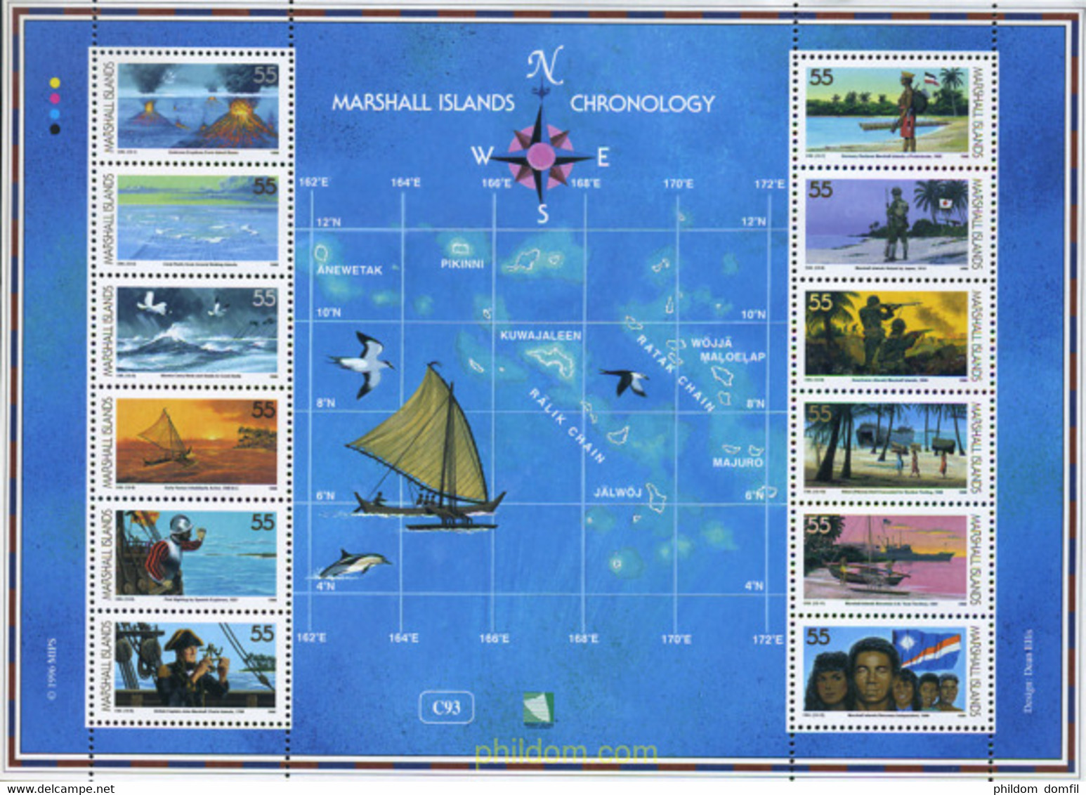 338121 MNH MARSHALL Islas 1996 HISTORIA DE LAS ISLAS MARSHALL - Vulkanen