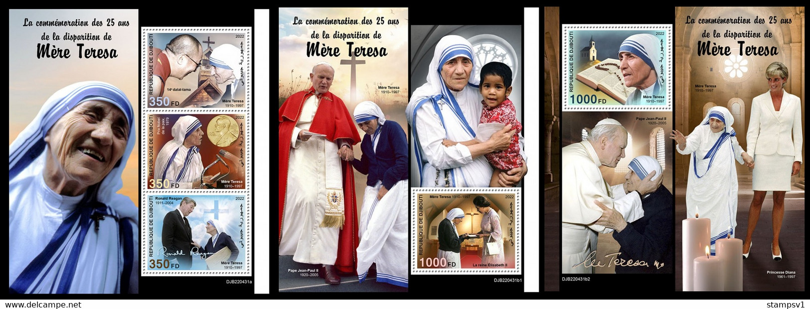 Djibouti  2022 Mother Teresa. (431) OFFICIAL ISSUE - Mère Teresa