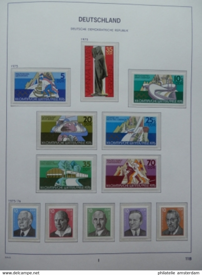 START 1 EURO! East Germany 1975-1982: Nearly complete MNH collection in Davo Luxe album with slipcase.