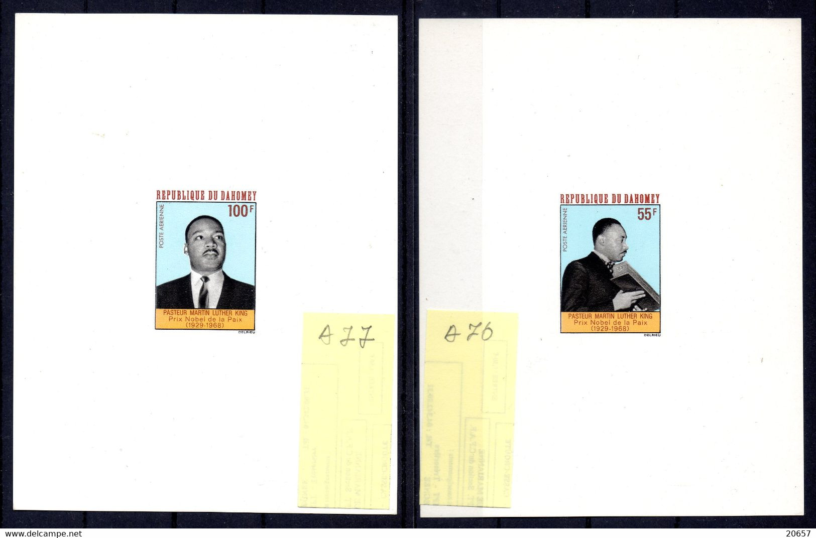 Benin Dahomey A 076/77 Epreuve De Luxe Pasteur Martin Luther King , Prix Nobel De La Paix - Martin Luther King