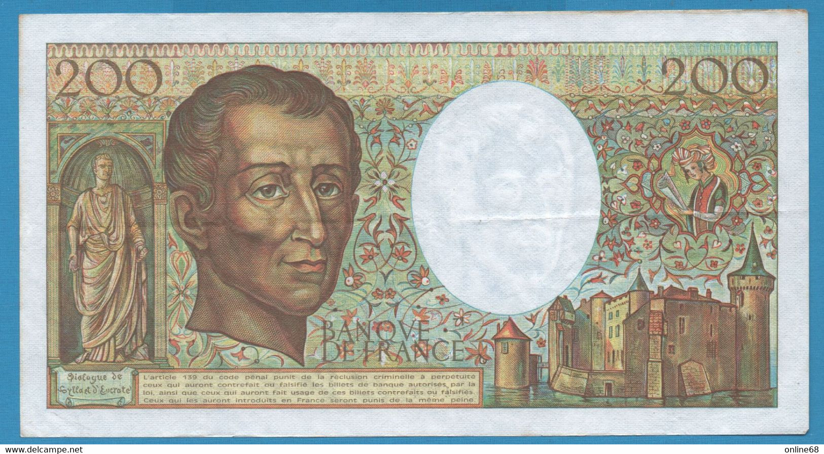 FRANCE 200 FRANCS 1982 # C.011 009331 F# 70 MONTESQUIEU - 200 F 1981-1994 ''Montesquieu''