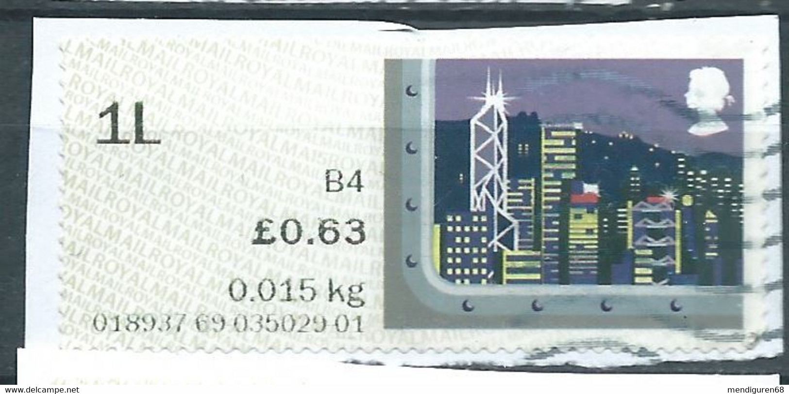 GROSBRITANNIEN GRANDE BRETAGNE GB 2015 POST&GO SEA TRAVEL:HONG KONG 1L Up To 100g USED ON PAPER SG FS132 MI AT94 YT D93 - Post & Go Stamps