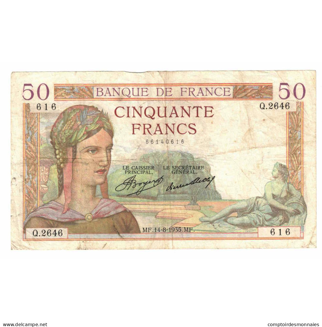 France, 50 Francs, Cérès, 1935, Q.2646, TB, Fayette:17.14, KM:81 - 50 F 1934-1940 ''Cérès''