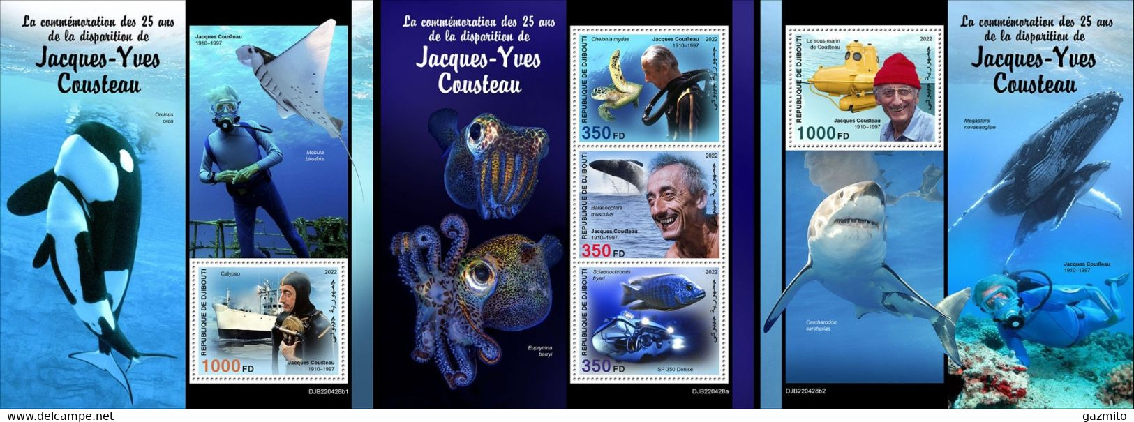 Djibouti 2022, Cousteau, Whales, Fishes, Diving, 3val In BF +2BF - Tauchen