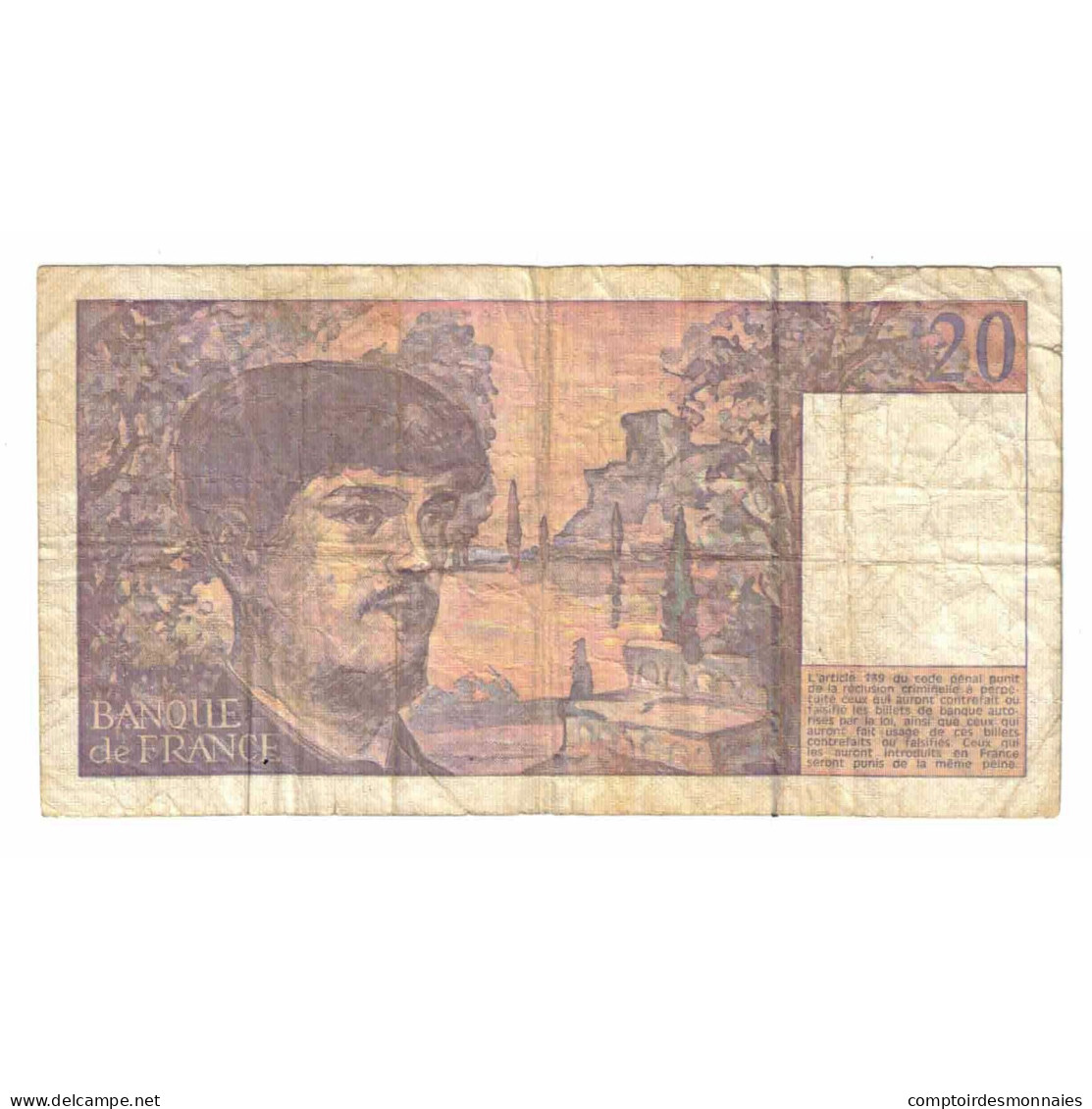 France, 20 Francs, Debussy, 1990, Y.029, TB, Fayette:66bis.1, KM:151d - 20 F 1980-1997 ''Debussy''