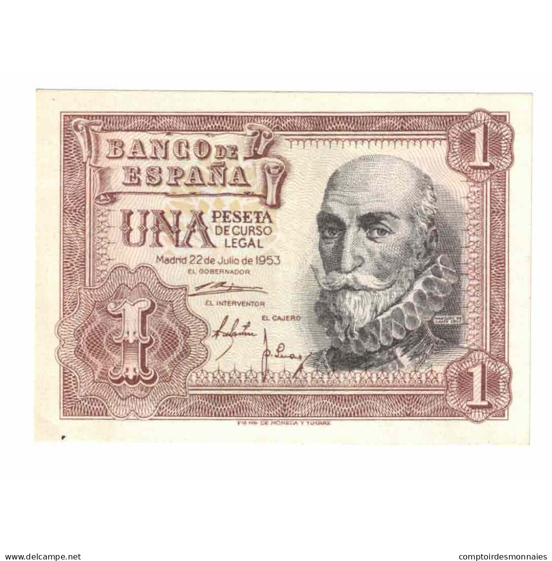 Billet, Espagne, 1 Peseta, 1953, 1953-07-22, KM:144a, NEUF - 1-2 Pesetas