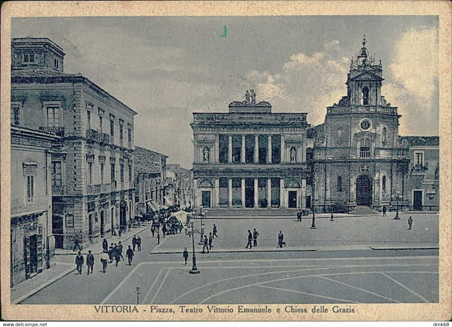 VITTORIA ( RAGUSA ) PIAZZA - TEATRO VITTORIO EMANUELE E CHIESA DELLE GRAZIE - EDIZ. CONSOLINO - SPEDITA 1935 (12831) - Vittoria