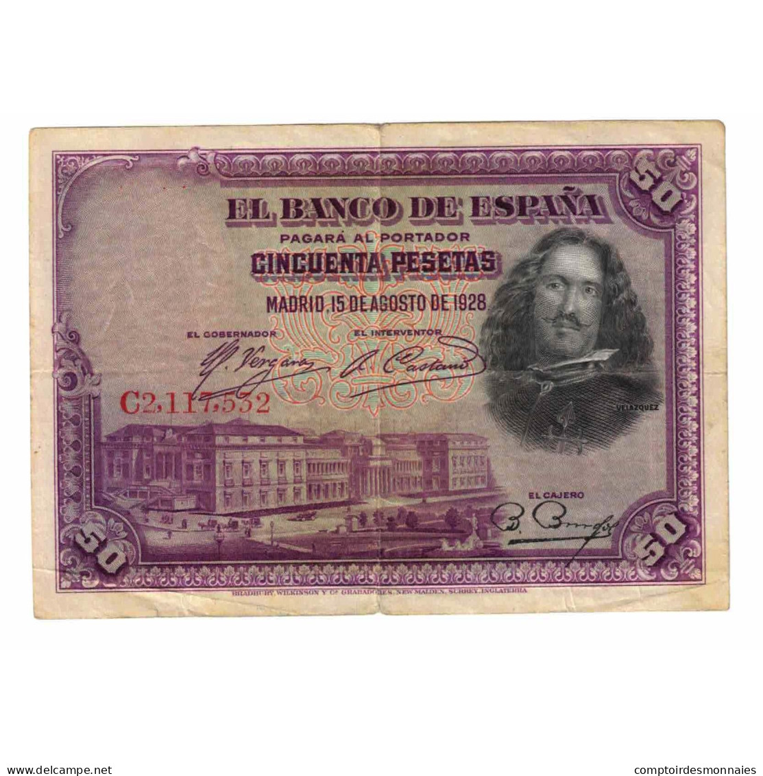 Billet, Espagne, 50 Pesetas, 1928, 1928-08-15, KM:75a, TB - 50 Peseten