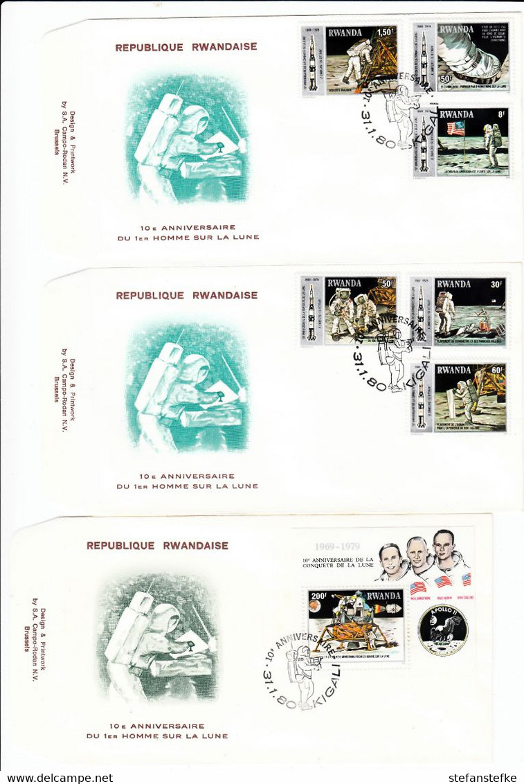 Rwanda Ocb Nr:  FDC 962 - 967 + BL84  (zie  Scan Als Voorbeeld ) - 1980-1989