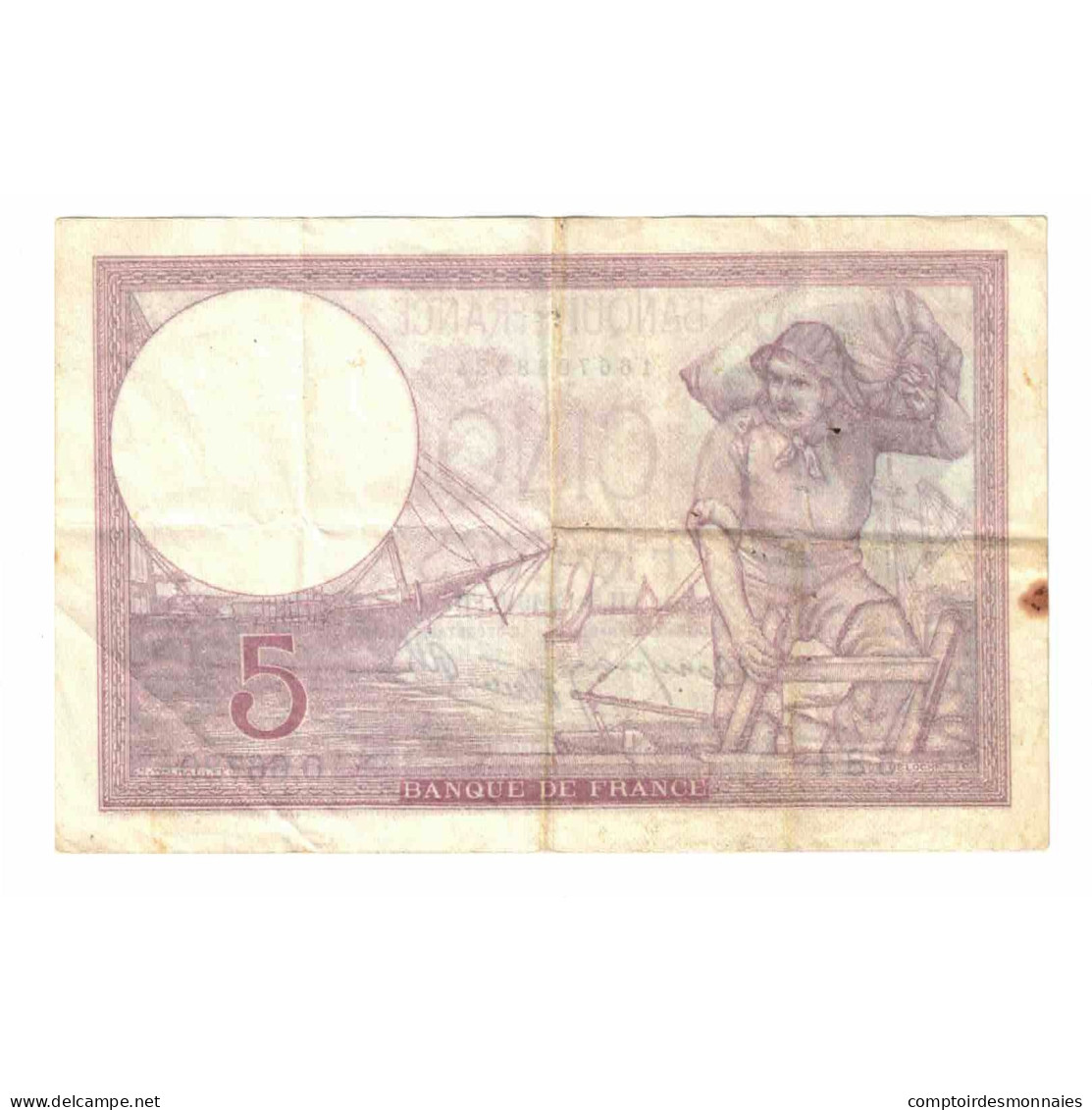 France, 5 Francs, Violet, 1940, O.66720, TTB, Fayette:04.16, KM:83 - 5 F 1917-1940 ''Violet''