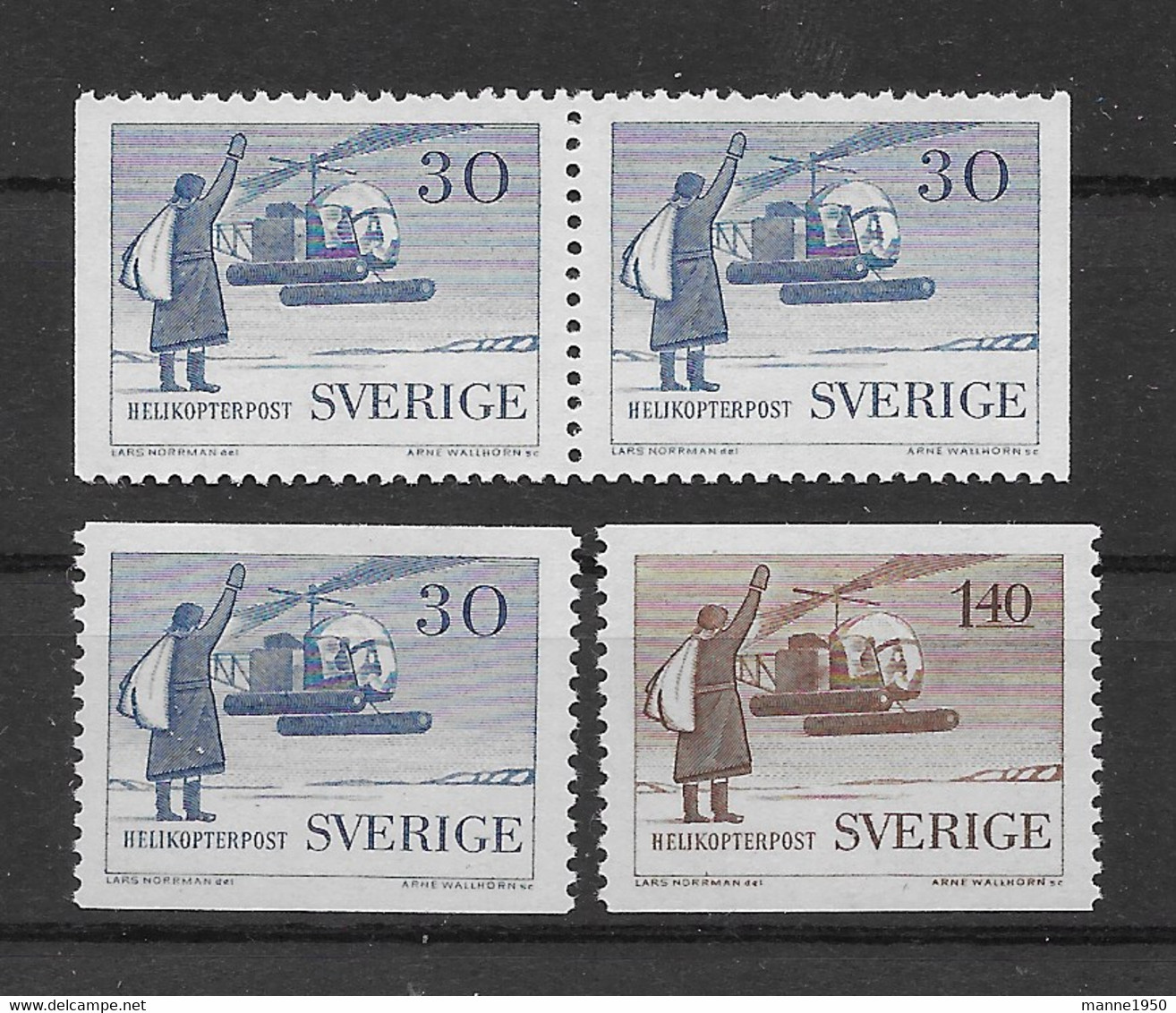 Schweden 1958 Hubschrauber Mi.Nr. 434/35 Kpl. Satz ** Postfrisch - Unused Stamps