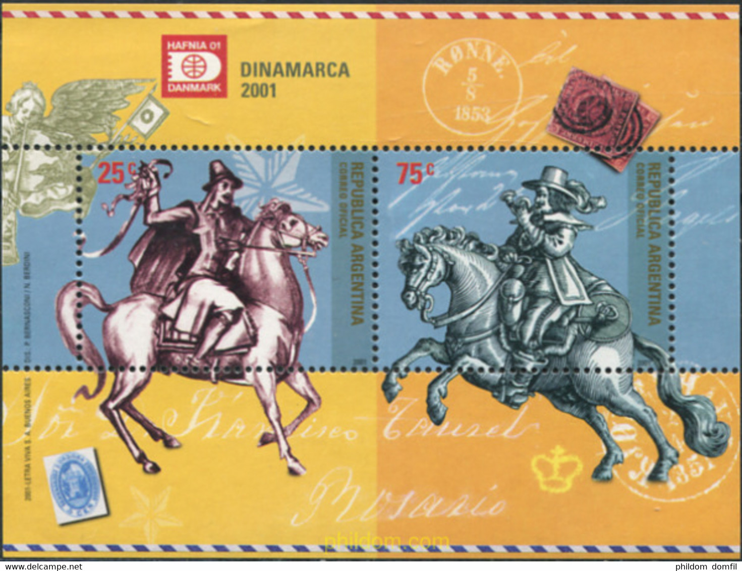 283851 MNH ARGENTINA 2001 EXPOSICION FILATELICA MUNDIAL - HAFNIA-91 - Used Stamps