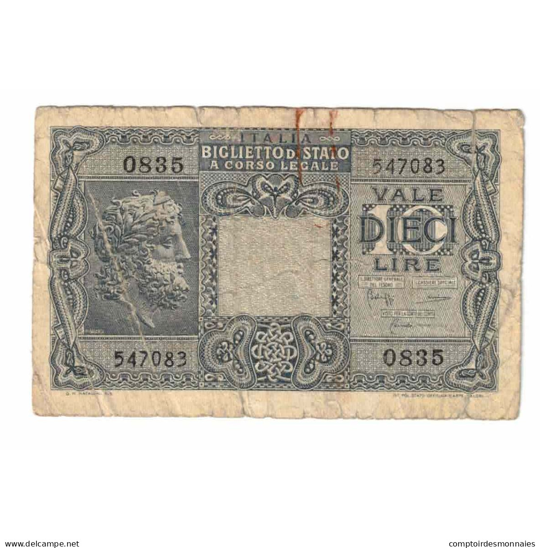 Billet, Italie, 10 Lire, 1944, 1944-11-23, KM:32a, B - Regno D'Italia – 10 Lire