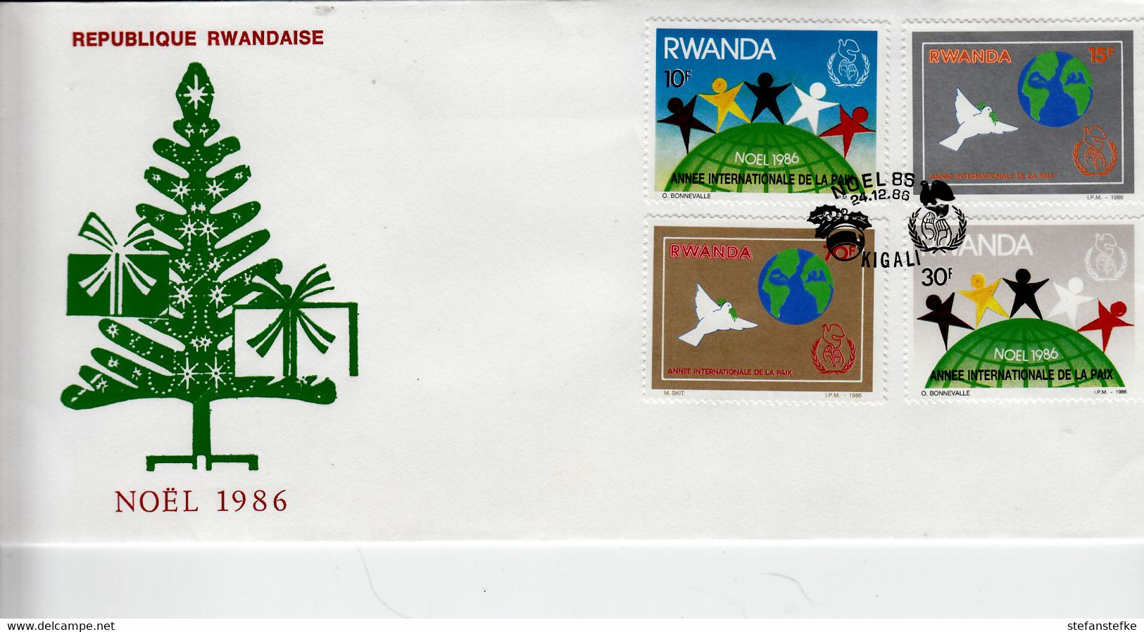 Rwanda Ocb Nr:  FDC  1289 - 1292  (zie  Scan Als Voorbeeld ) - 1980-1989